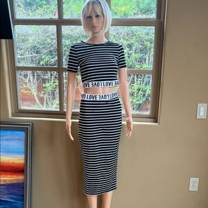 Cute black and white striped skirt and crop top set